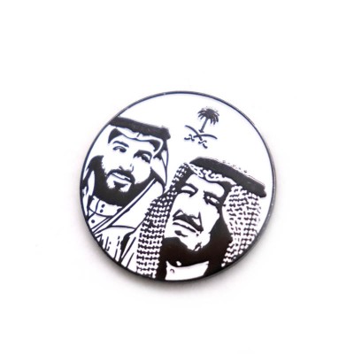 30mm Saudi Arabia Prince Magnetic Lapel Pin Black Nickel Plating Custom Soft Enamel Pin Lapel Badge