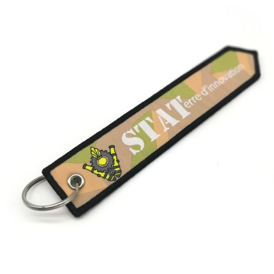 Fashionable high quality embroidered woven keychain for motorcycle