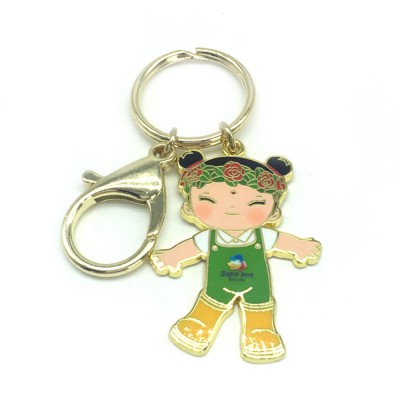 Expo Beijing Mascots Cute Cartoon Souvenir Custom Shaped Gold Metal Hard Enamel Keychain Key Chain