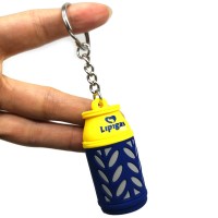 Custom 3D bottle shape rubber PVC keychain