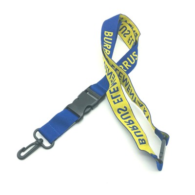 Wholesale Id Card Neck Woven Lanyard With Custom Logo Keychain Blue Lanyard Clip With Webbing Strap Quick Release Buckle